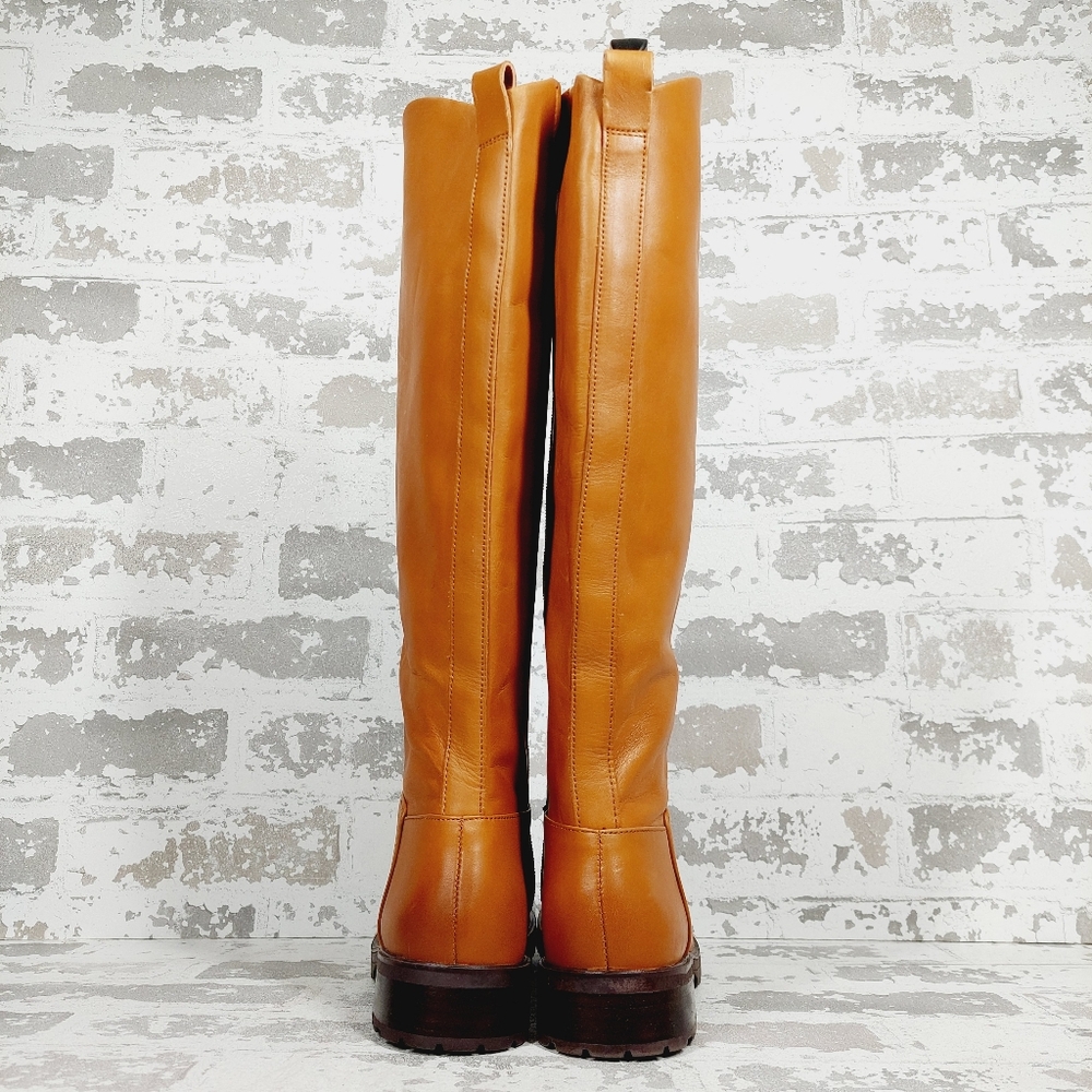 NEW Nordstrom Oliver Brown Leather Slip On Block Heel Riding Boots O606 - Picture 7 of 12